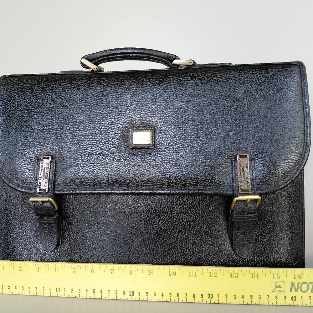 Burberry Black Leather Briefcase with Gold Accents